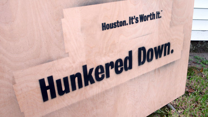 Hunkered Down stencil